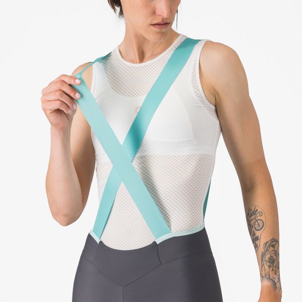 Castelli Prima 2 DT Damen Bib Short - dark grey/ pool blue