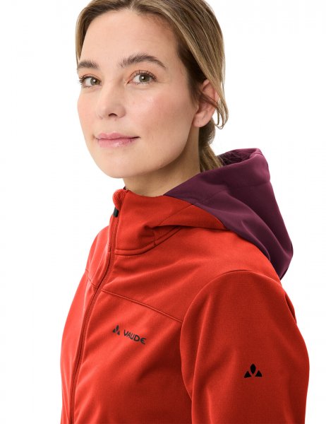 Vaude Womens Qimsa Hooded Softshell Jacket - glowing red