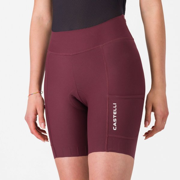 Castelli Comfort Travel Damen Short - bordeaux